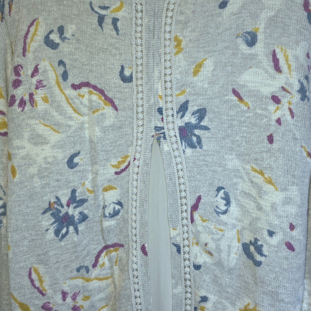 Lucky Brand Sweater Top‎ Tunic Floral Chiffon Sz XL Gray - Picture 11 of 16